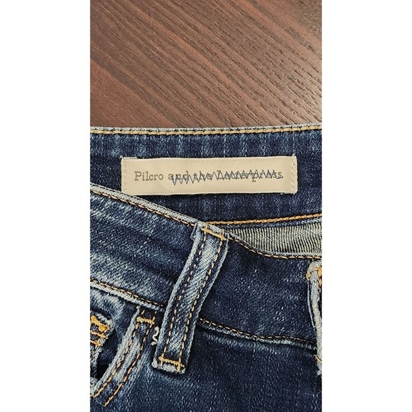 Pilcro and the Letterpress Womens Distressed Dark Wash Script Skinny Jeans Sz 25 - Picture 6 of 10